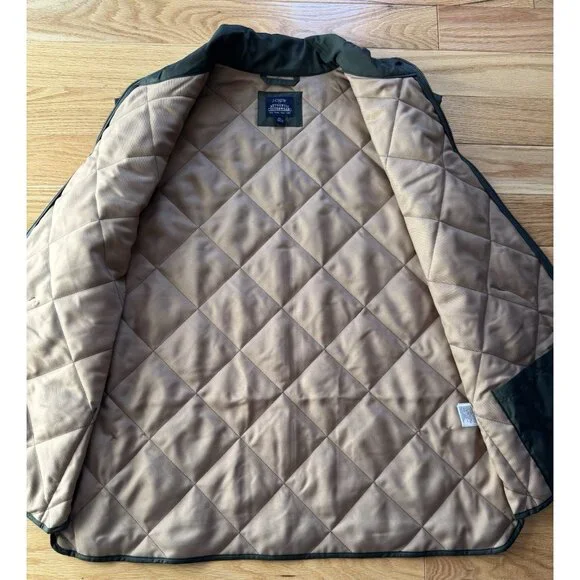 J Crew Mens Walker Vest XL Green Tan Quilted Full Zip Pockets B1930 - Picture 6 of 13